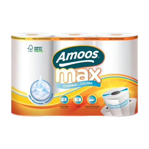 TOALLA DE COCINA AMOOS MAX 3 PACK 90 HOJAS DOBLES 22 METROS PAQUETE X 7 C622202