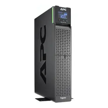 UPS APC Back-UPS Pro 1500VA en torre con pantalla LCD y diseño compacto, ideal para protección de dispositivos.