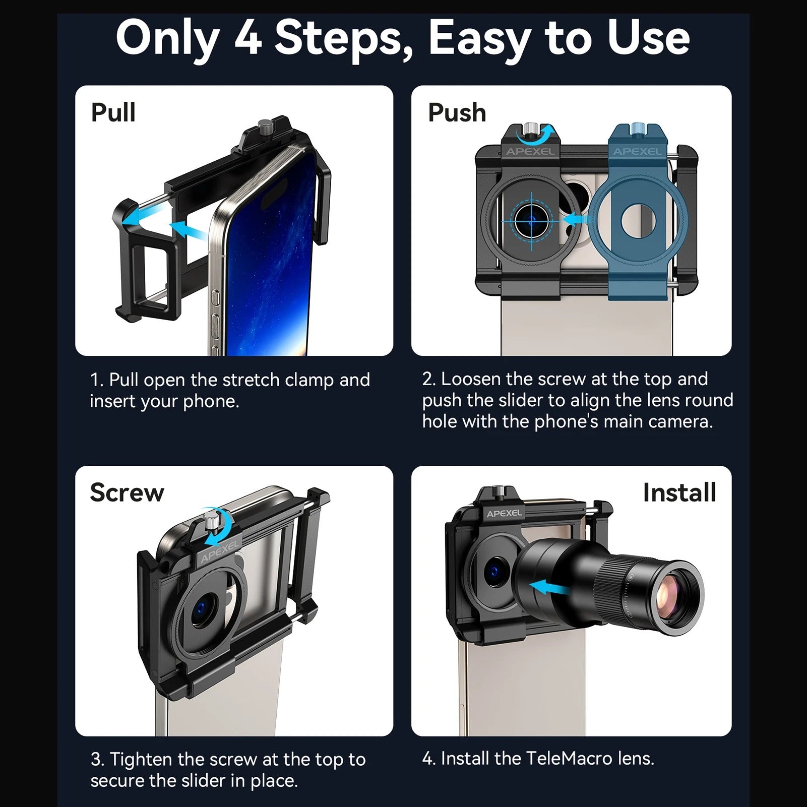 Monocular Apexel Apl-Tm6 Kit De Teleobjetivo Macro Para Teléfono Móvil, Teleobjetivo 6X + Lente Macro De 150Mm Con Soporte Para Teléfono Gatgets Y Otros Productos Costa Rica