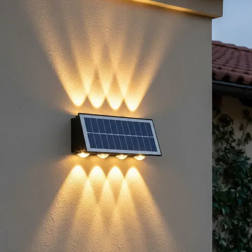 Aplique Solar LED para Exterior 8W Negro Luz Cálida 3500K