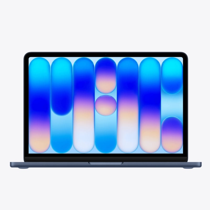Apple Macbook Neo A18 Pro 13" 8/256GB Indigo/Azul with Liquid Retina display showcasing vibrant colors.