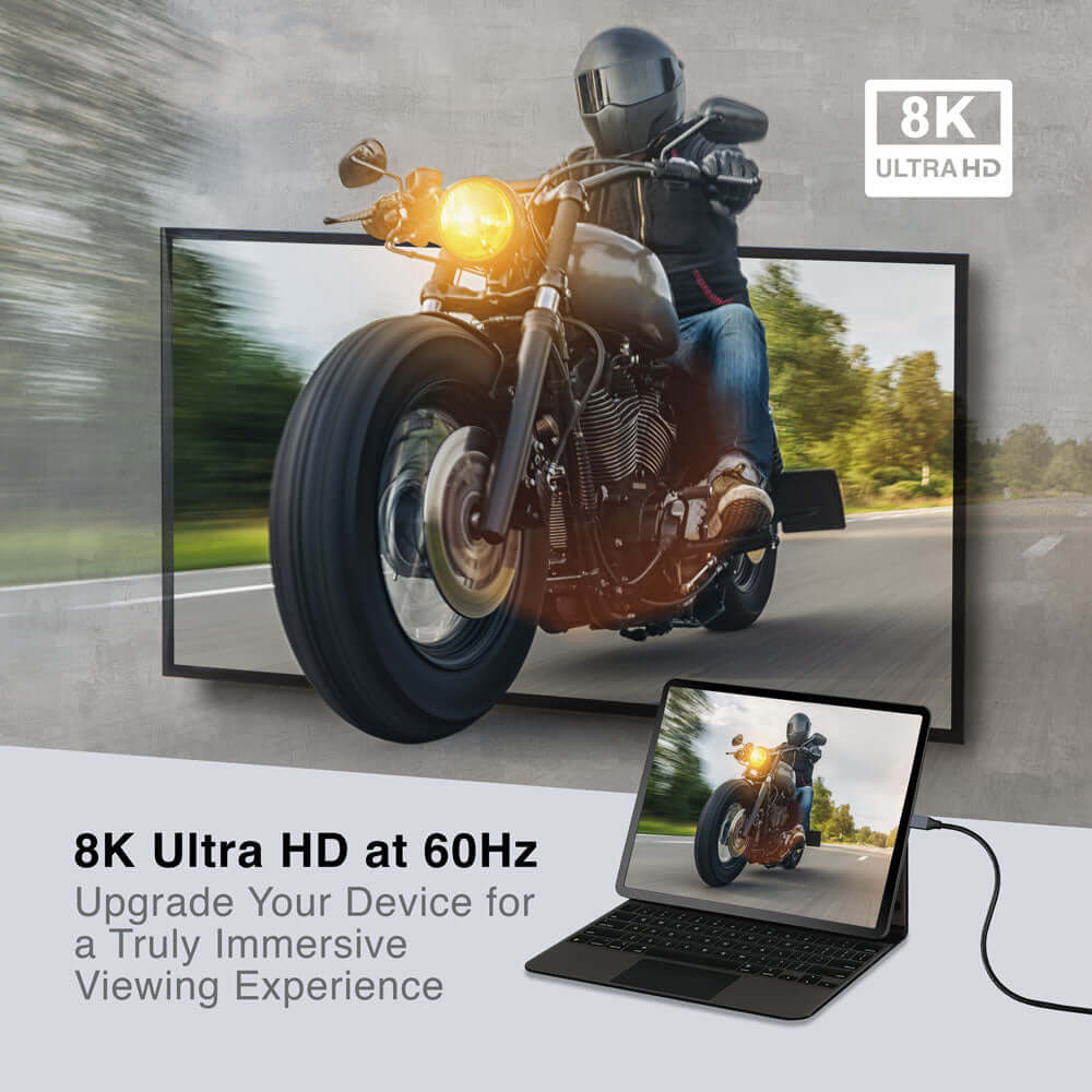 Experiencia inmersiva en 8K Ultra HD a 60Hz con conexión de dispositivo.