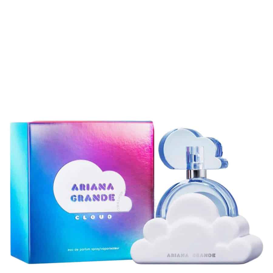 Ariana Grande Cloud Edp 100 Ml Lady - frasco y caja iridiscentes del perfume Cloud