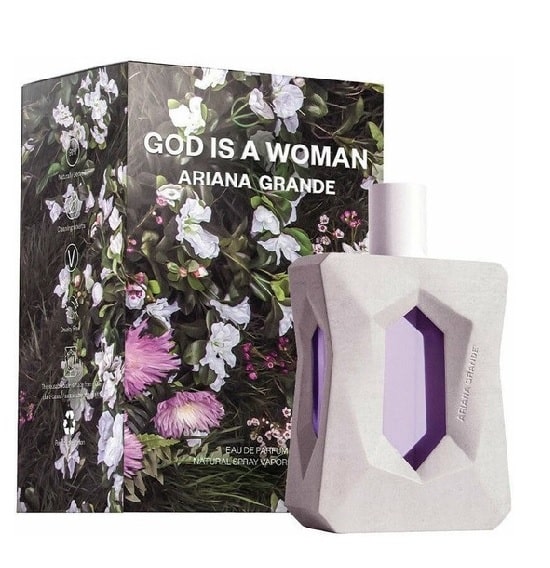 Ariana Grande God Is A Woman 100Ml perfume bottle and floral box display