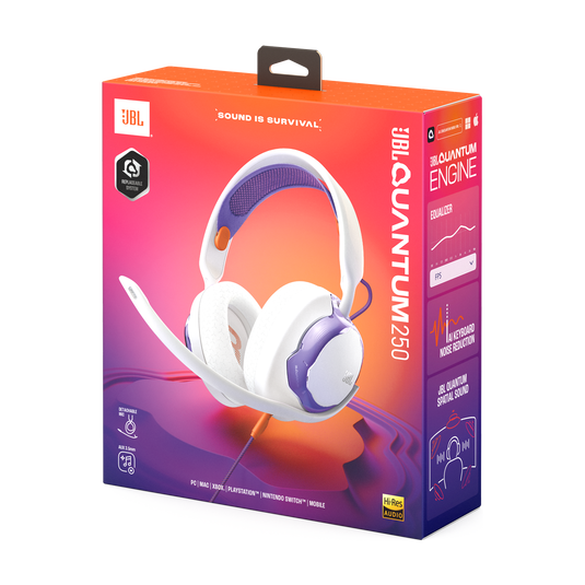 AUDÍFONOS GAMING JBL QUANTUM 250 OVER-EAR ALÁMBRICOS 3.5MM BLANCO