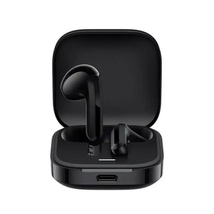 Audífonos Redmi Buds 6 Active en estuche de carga, diseño ergonómico y ligero para comodidad todo el día.