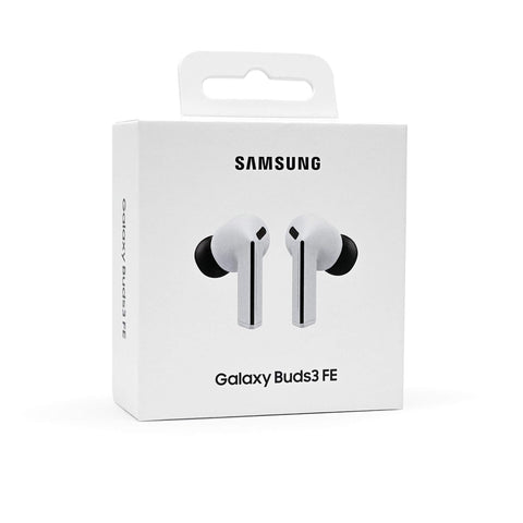 Audífonos Samsung Galaxy Buds 3 FE en su caja, diseño ergonómico y compacto para una experiencia de audio excelente.