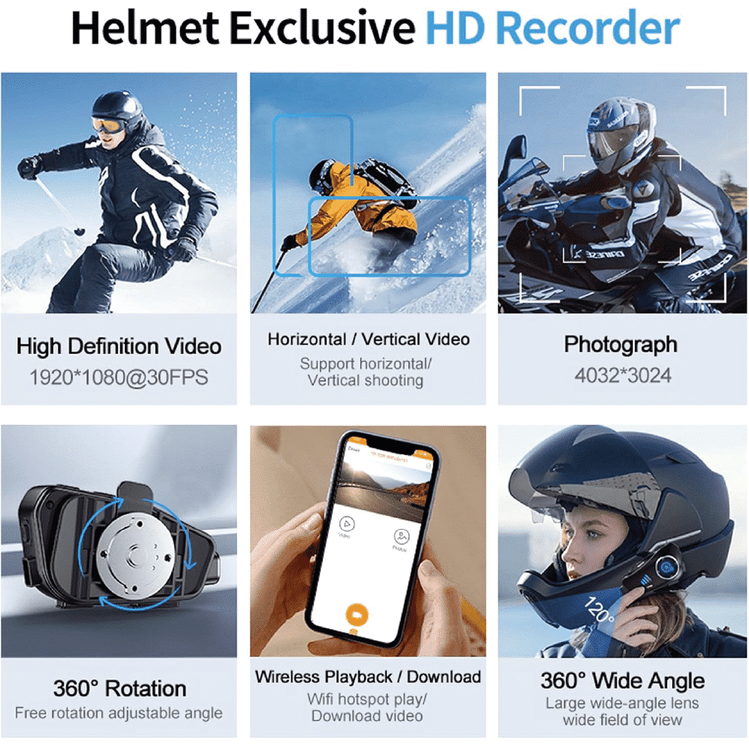 Auriculares de casco para motocicleta con cámara Q28 HD, gran angular 120° 32GB Gatgets Y Otros Productos Costa Rica