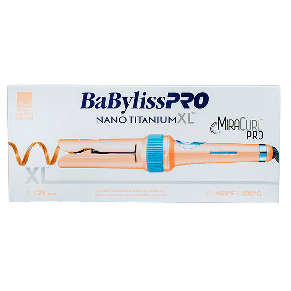 MIRACURL PRO-XL 1" PEACH GLOW edición limitada BABYLISS PRO - rizador automático Nano Titanium 1" caja y producto