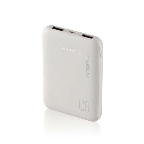 Banco de energía 6000 mAh ultracompacto de ArgomTech, ideal para cargas rápidas y eficaces.