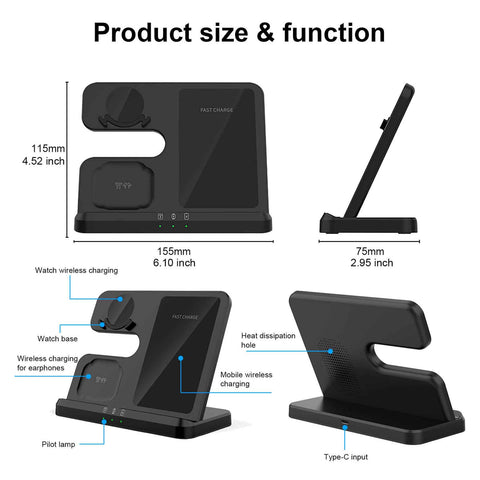 Base de carga inalámbrica 3 en 1 para Samsung Galaxy Watch, ZFlip serie S- envio gratis Bases De Carga Costa Rica