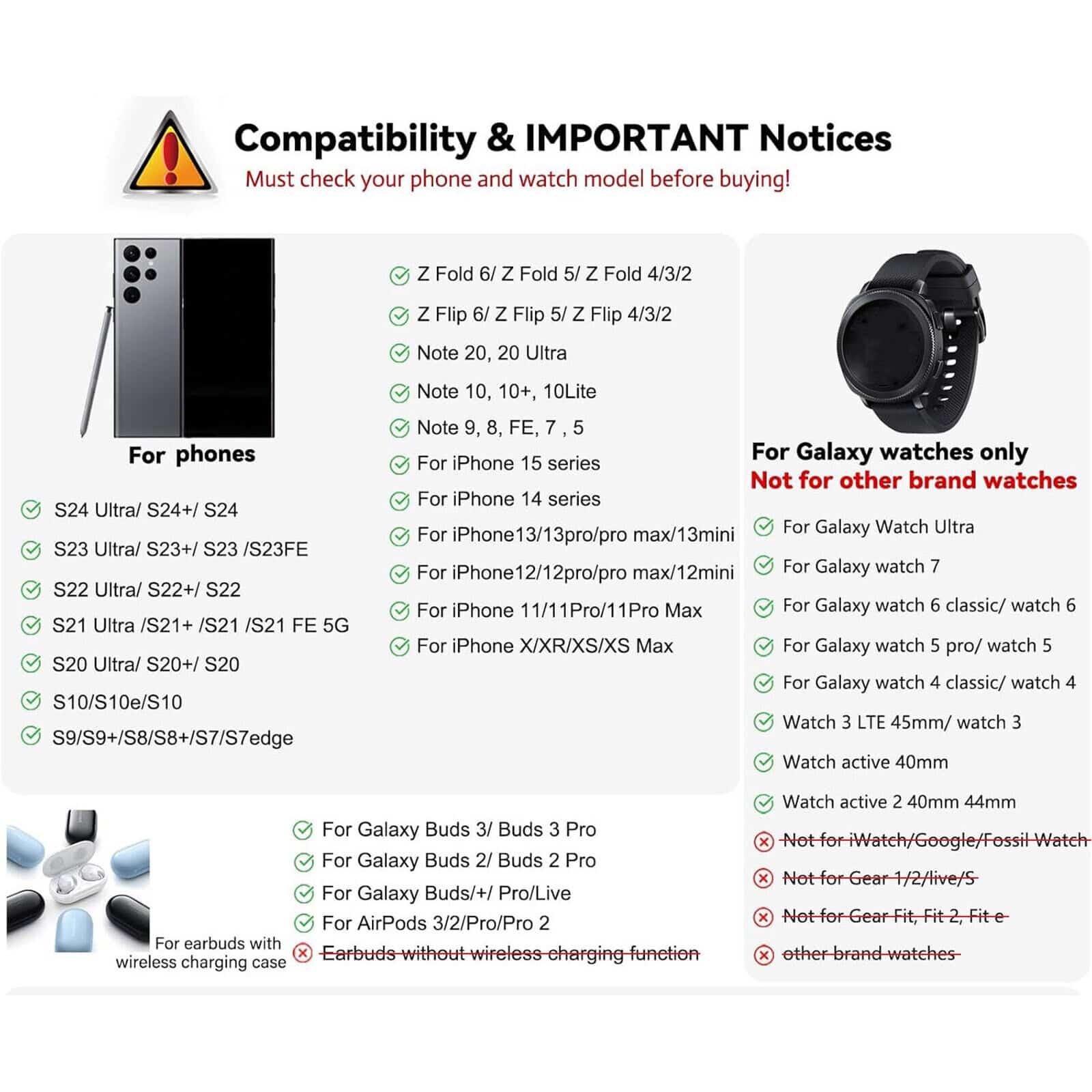 Base de carga inalámbrica 3 en 1 para Samsung Galaxy Watch, ZFlip serie S- envio gratis Bases De Carga Costa Rica