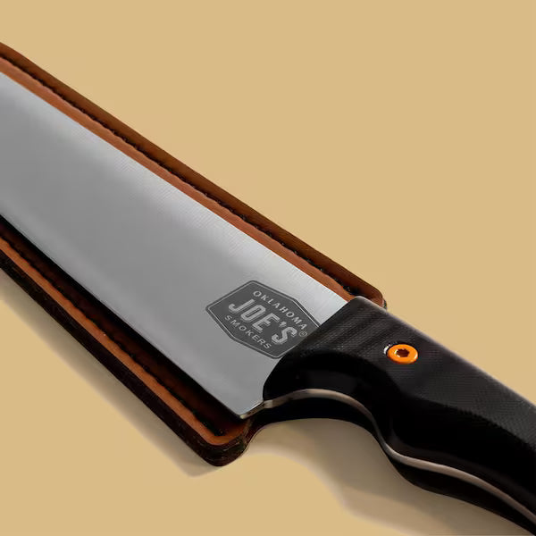 BBQ Tool Cuchillo Carving Oklahoma Joe´s incluye Funda Cuero