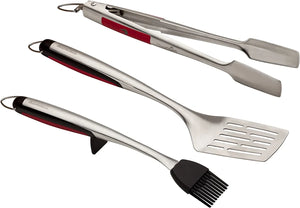 BBQ Toolkit Charbroil Comfort 3 Piezas (Espatula, Pinza y Brocha Rojo)