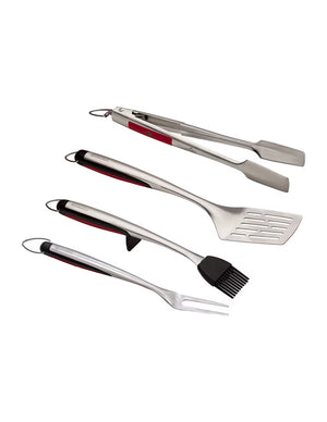 BBQ Toolkit Charbroil Comfort 4 Piezas (Espatula, Pinza, Tenedor y Brocha Rojo/Negro)