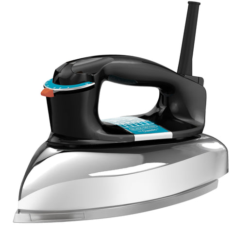Black + Decker plancha seca suela aluminio negra clasica F54 sobre fondo blanco
