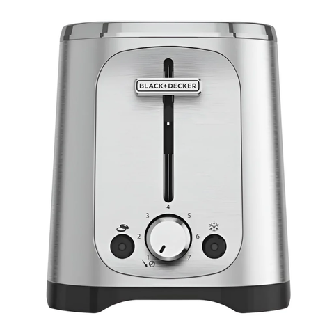 Black+Decker tostadora de pan 2 Rebanadas con 7 niveles ajustables - TR1227-0SDLA con ranuras extra anchas y bandeja removible