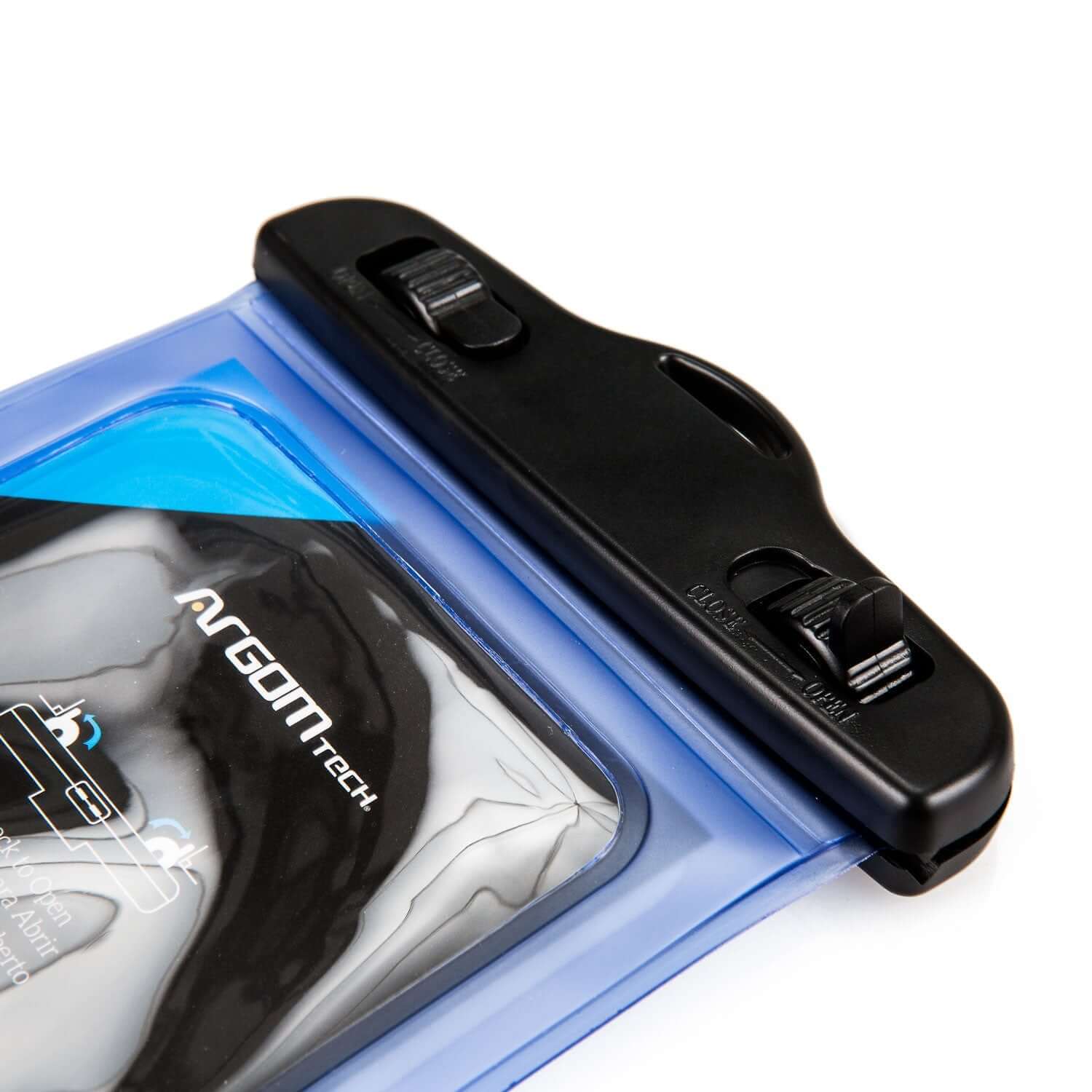 Bolsa impermeable para teléfono móvil con cierre a presión para proteger el dispositivo.