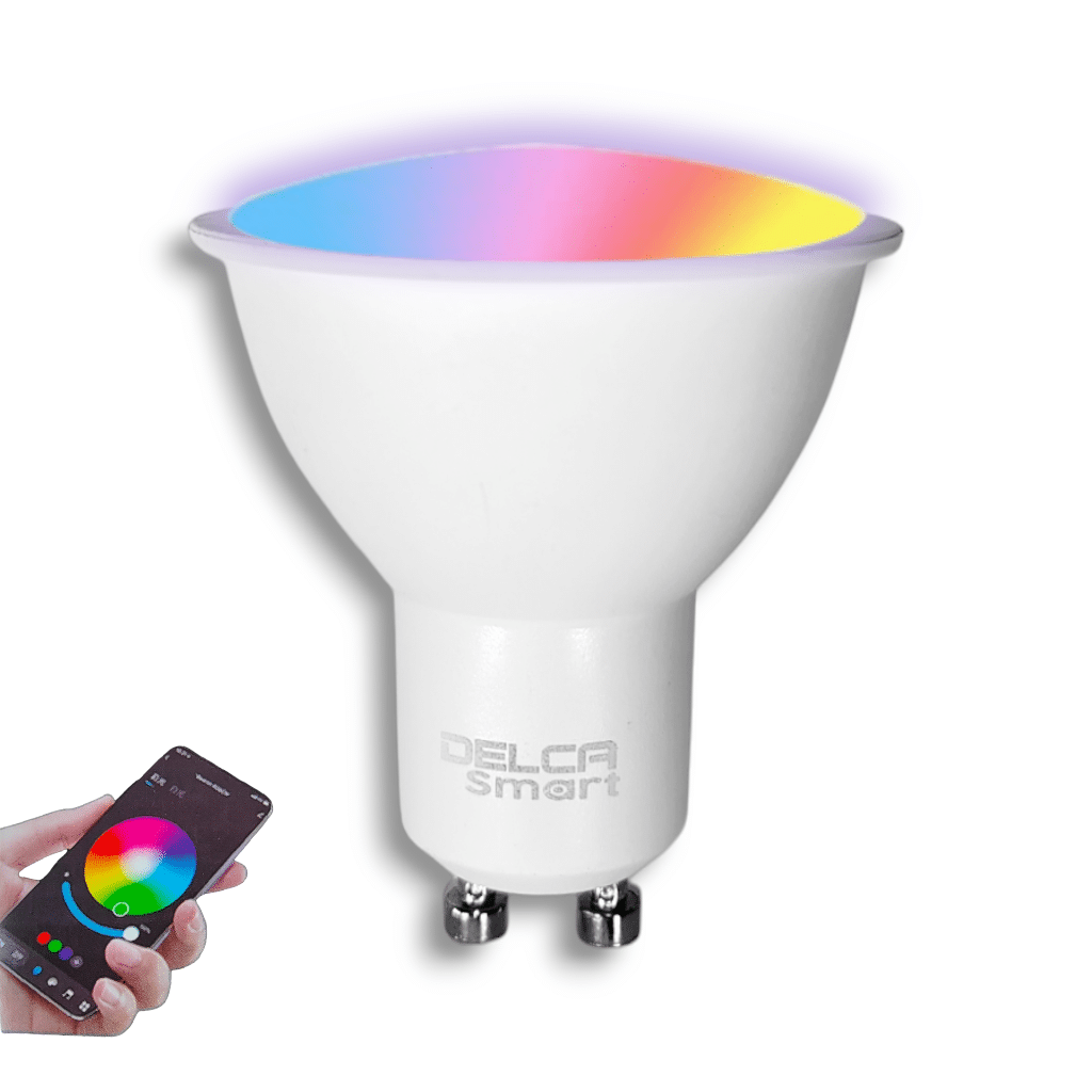 Bombillo Gu10 Led 5W Wifi Bluethooth Rgbcw 85-265V - bombilla inteligente GU10 con control por app y colores RGBCW