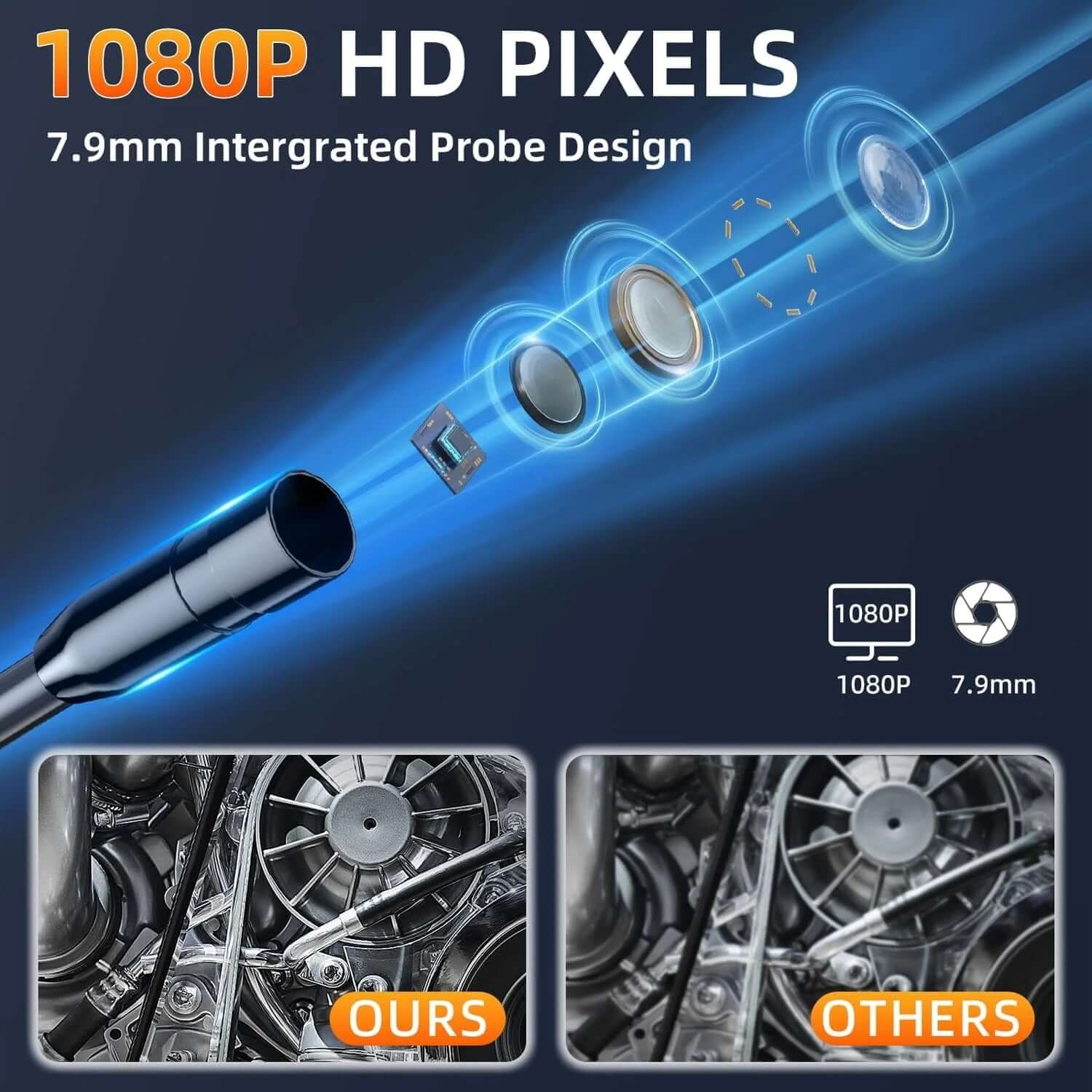 Boroscopios industriales con cable 1080P de 4,3 pulgadas, resistente al agua IP67 de 5 metros Gatgets Y Otros Productos Costa Rica