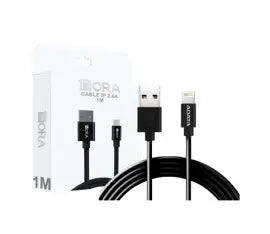 CABLE TRENZADO PARA IPHONE 2.4A 1M 1HORA CAB250 NEGRO