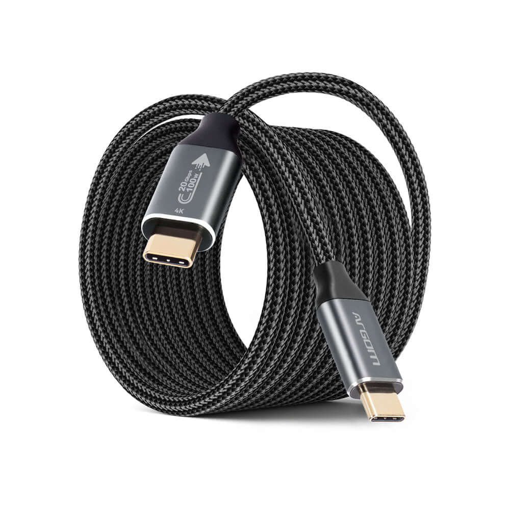 Cable USB-C carga rápida 100W de ArgomTech, 1.8m, para carga y sincronización eficiente.