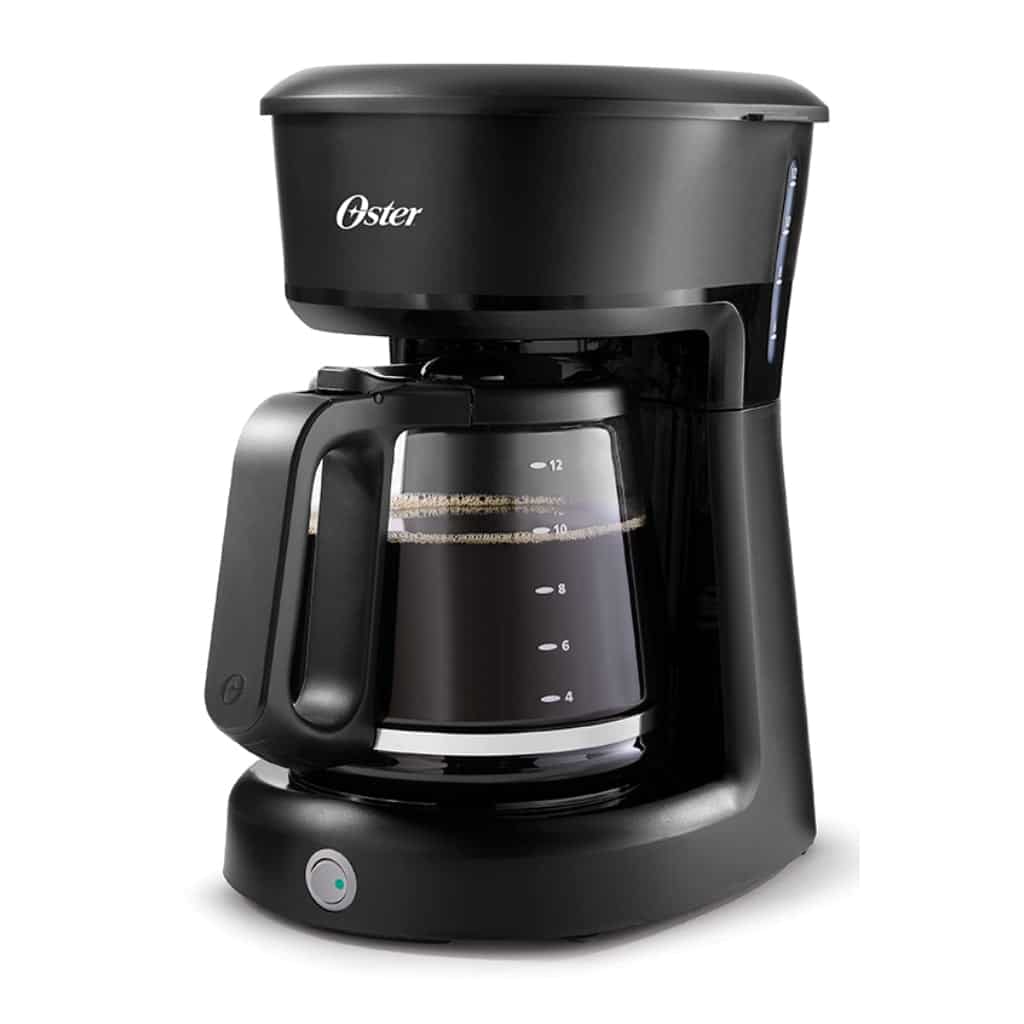 Cafetera Oster 12 Tazas - Luz Indicadora - Filtro Permanente - Tanque Doble Ventanilla - Función Pausa Para Servir - 1000W - Negro Coffe Maker Costa Rica