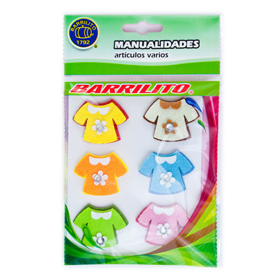 CALCOMANÍAS DE FIELTRO BARRILITO ROPA 6 PIEZAS FS090