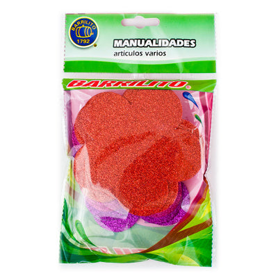 CALCOMANÍAS DE FOAMY BARRILITO FLOR CON PEGAMENTO 9.6 CM 10 PIEZAS FS003