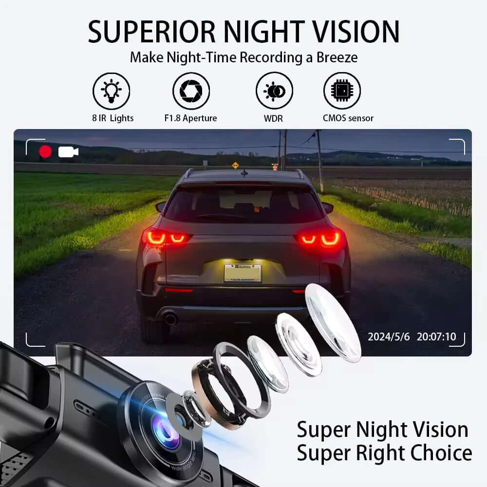 Cámara de carro 4 canales 360 grados con visión nocturna dash cam antes accidentes de tránsito Costa Rica