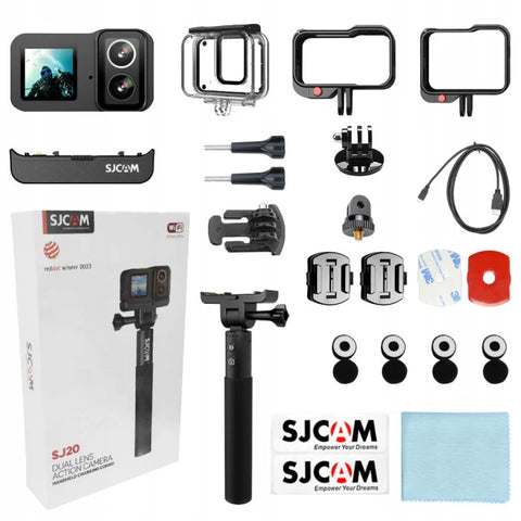 Cámara de Acción SJCAM SJ20 4K Doble Lente con Doble Pantalla y Empuñadura de Carga