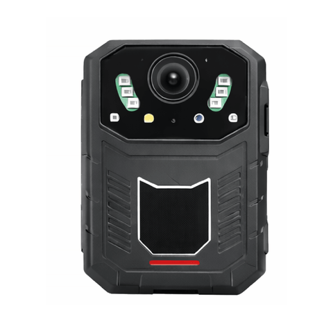 Cámara policial corporal 4K con lente de alta definición y visión nocturna, ideal para seguridad y vigilancia.