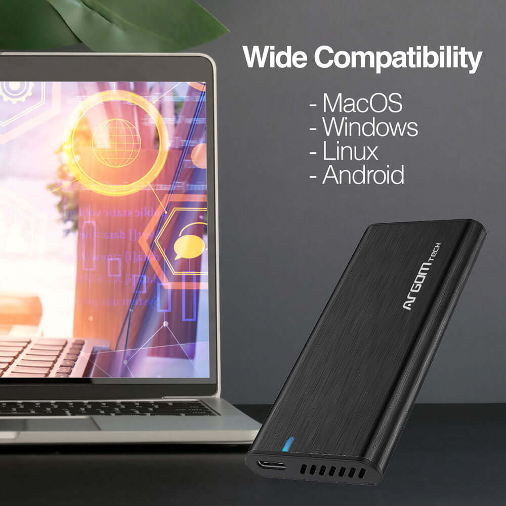 Carcasa SSD M.2 NVMe tipo C con compatibilidad para MacOS, Windows, Linux y Android.