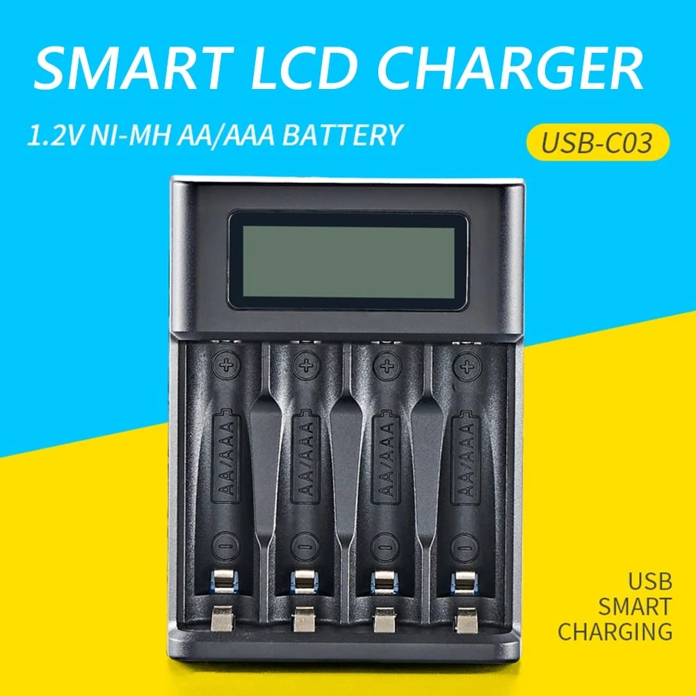 Cargador De Batería Universal Con Pantalla Lcd, 4 Ranuras, Ranura Independiente, Para Batería Recargable Ni-Mh /Ni-Cd, Aa, Aaa, 1,2 V Gatgets Y Otros Productos Costa Rica