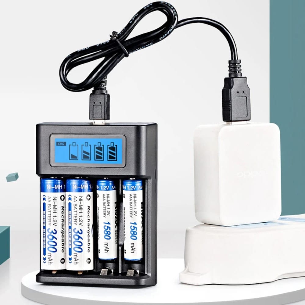 Cargador De Batería Usb Pantalla Lcd 4 Ranuras Para Batería Recargable Aa Y Aaa Indicador Cargador De Batería Gatgets Y Otros Productos Costa Rica