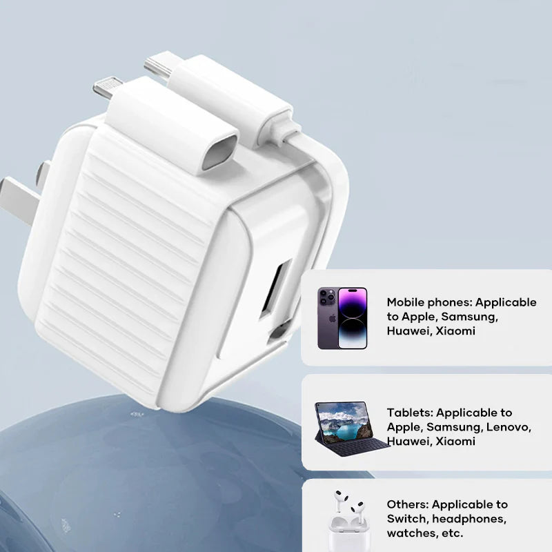 Cargador de carga rápida con cable retráctil 20W Costa Rica