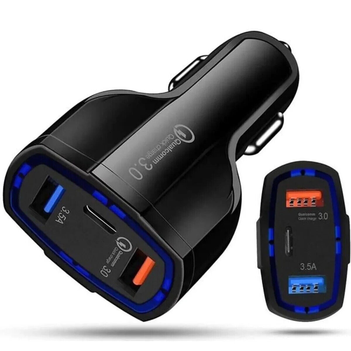 Cargador De Smartphone Para Carro Tipo C- Cargador Cigarrera Qualcom Para Carro Cargador De Carro Costa Rica