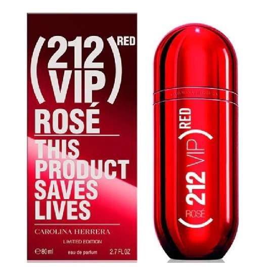 212 Vip Rose Red Limit Edition Carolina Herrera 80Ml perfume bottle and red box limited edition display