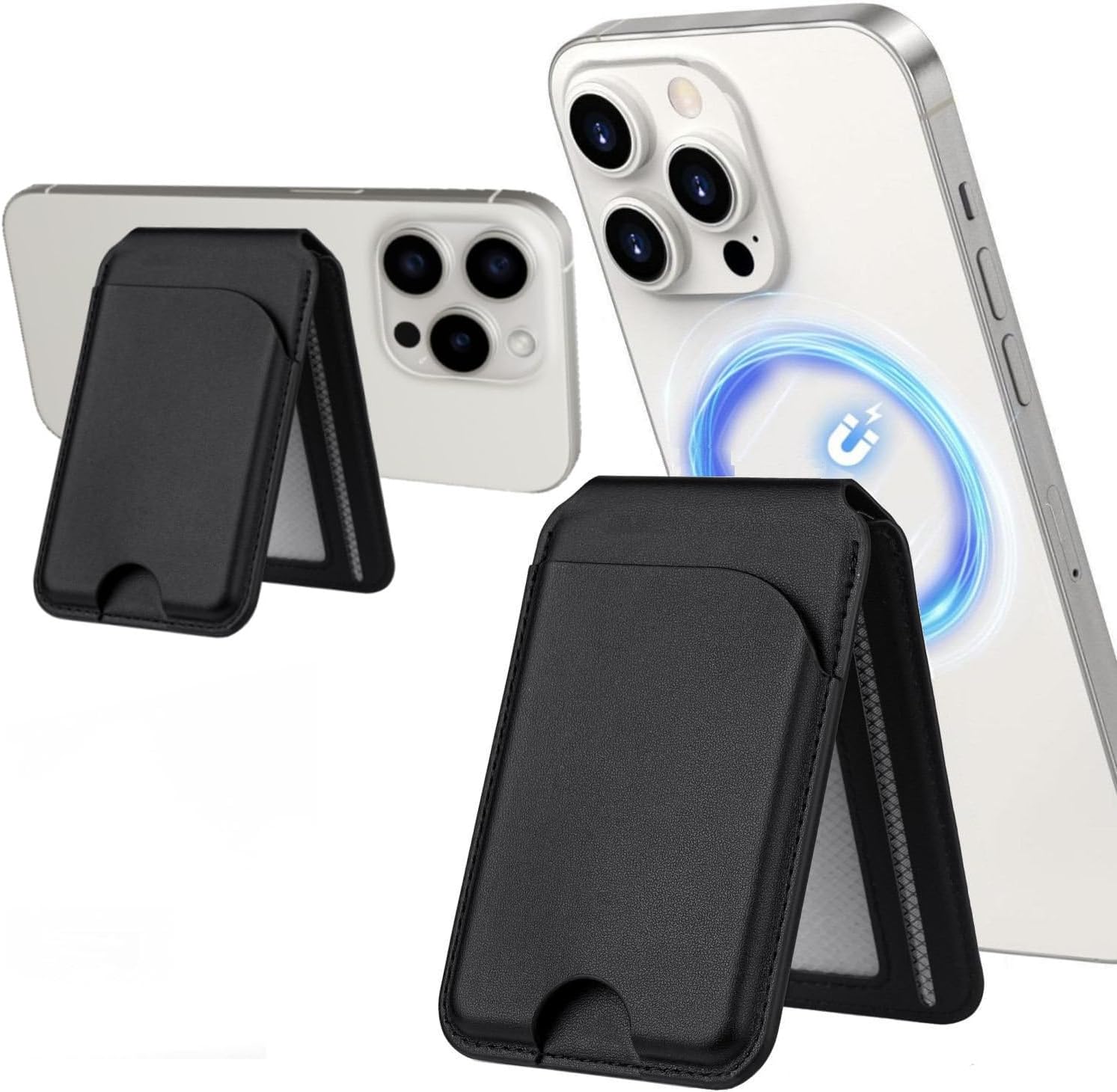 Cartera magnética con tarjetero- Wallet billetera para Magsafe de Apple iPhone 16/15/14/13/12 Series con soporte ajustable para teléfono Costa Rica