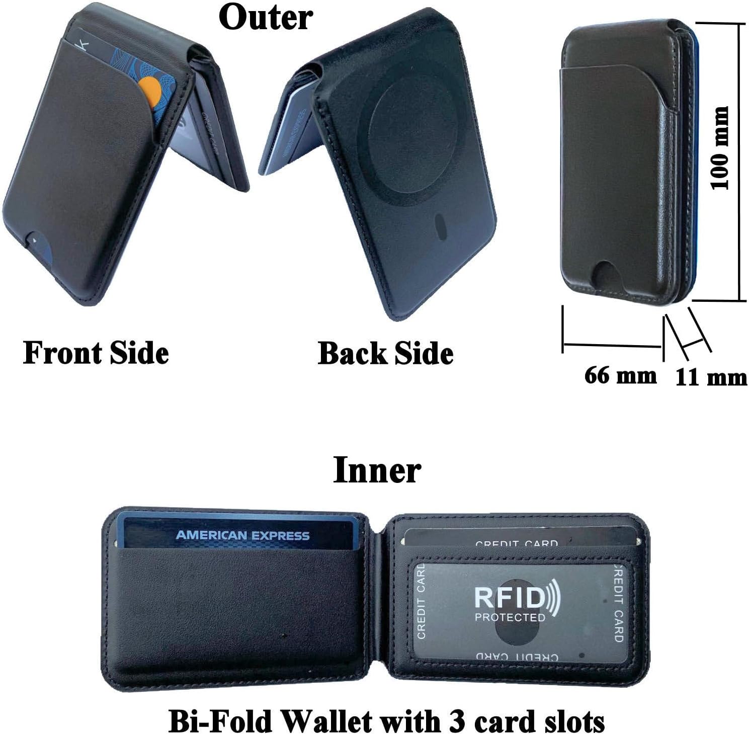 Cartera magnética con tarjetero- Wallet billetera para Magsafe de Apple iPhone 16/15/14/13/12 Series con soporte ajustable para teléfono Costa Rica