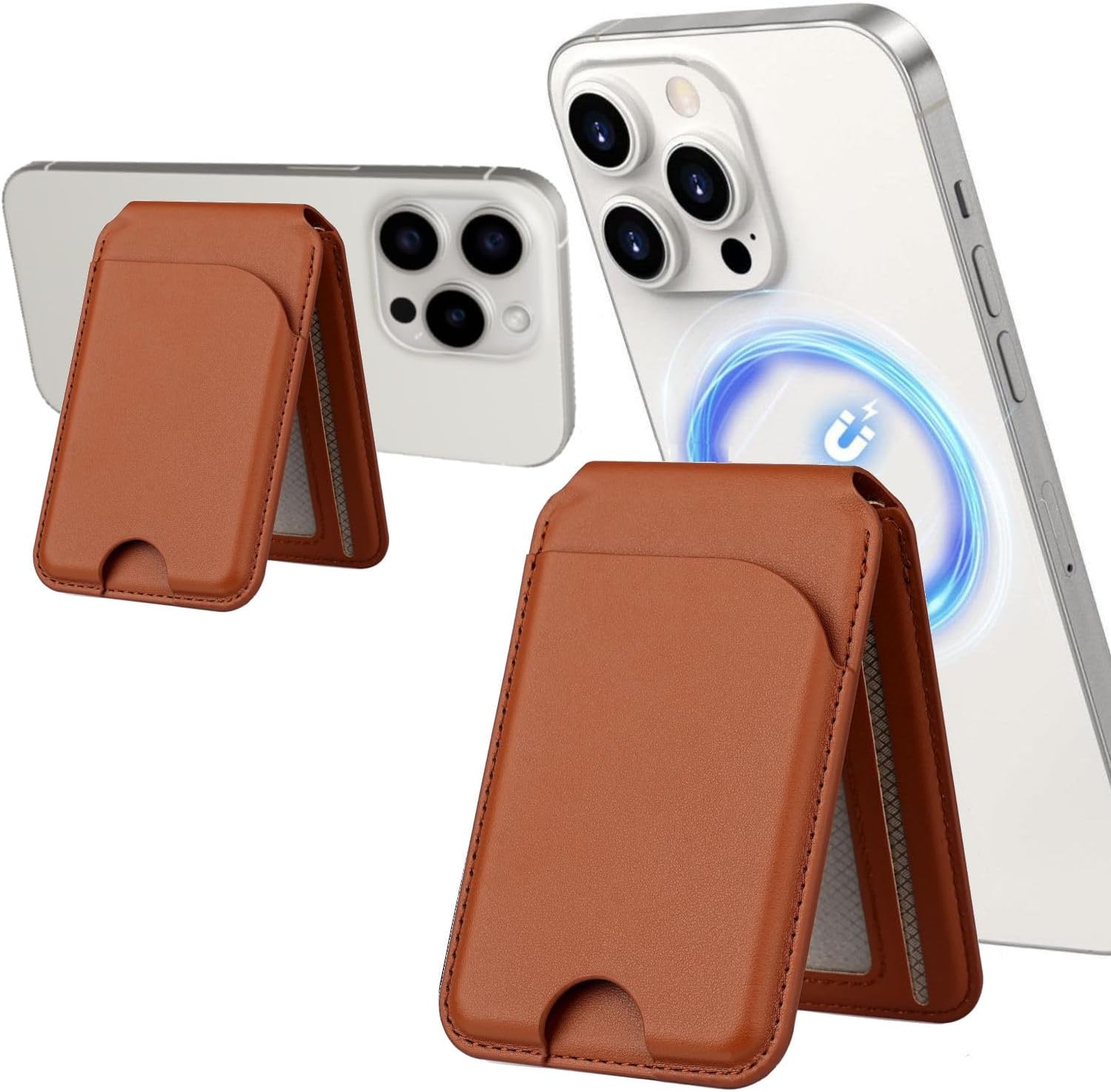 Cartera magnética con tarjetero- Wallet billetera para Magsafe de Apple iPhone 16/15/14/13/12 Series con soporte ajustable para teléfono Costa Rica