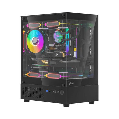 CASE FORMULA V LINE CRISTAL Z1CM PLUS AR MINI TORRE 3 ABANICOS ARGB DE 120 MM ACERO SPCC 4711401667148 NEGRO black tower case