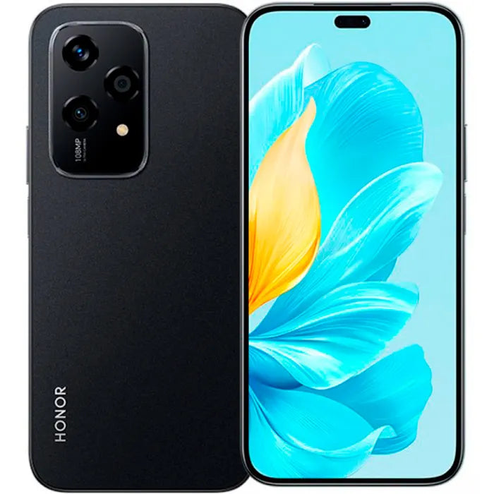 CELULAR HONOR 200 LITE / 256GB 8GB 5G - vista frontal y trasera negro, pantalla AMOLED y cámara 108 MP