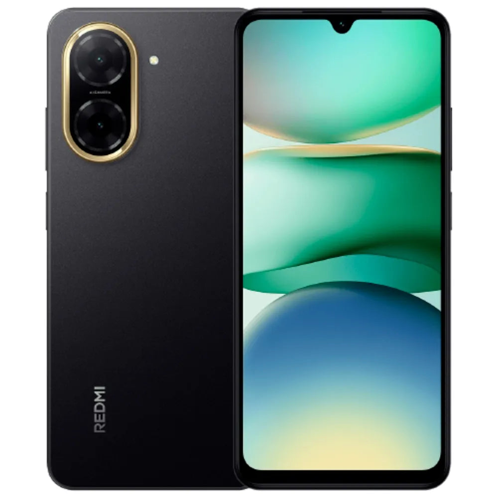 CELULAR XIAOMI REDMI A5 / 64GB 3GB front and back view black model with dual camera and large display