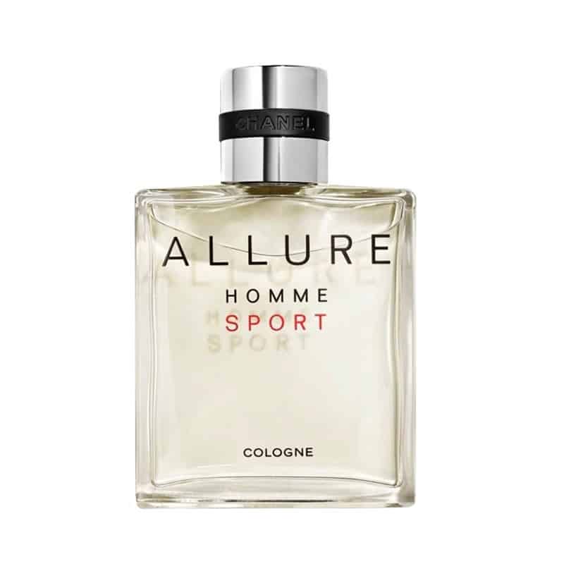 Frasco de Chanel Allure Homme Sport cologne de 100ml en liquidación. Perfume masculino fresco y deportivo.