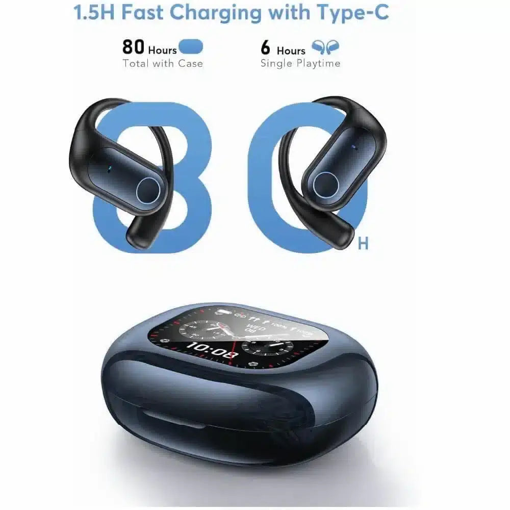 Audífonos de traducción bluetooth color azul y pantalla indicadora incluye licencia - auriculares AI con estuche carga rápida Type-C 80h