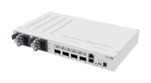 switch MikroTik 100G CRS504-4XQ, dispositivo de red compacto y eficiente para 100 Gigabit.