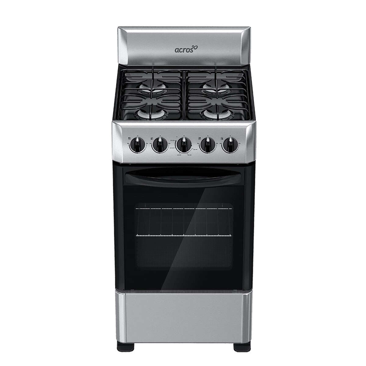 Cocina Acros Gas - 20" - Inoxidable - 2 Parrillas Alambrón - 4 Quemadores - Perillas Ergonómicas - Cubierta Porcelanizada - Horno Ventana Panorámica Cocinas Costa Rica