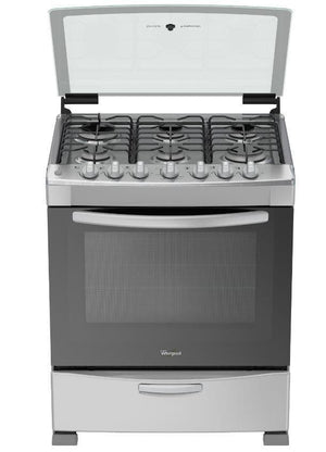 Cocina A Gas Whirlpool - 30 Pulgadas - Capelo De Cristal Templado - 6 Quemadores - Horno 5.1 Pies Cúbicos - Acero Inoxidable Productos De Cocina > Cocinas Costa Rica