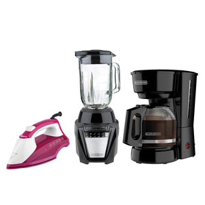 Combo Black+Decker CBBD1746 Cafetera 12 Tazas + Licuadora 700W + Plancha de Vapor